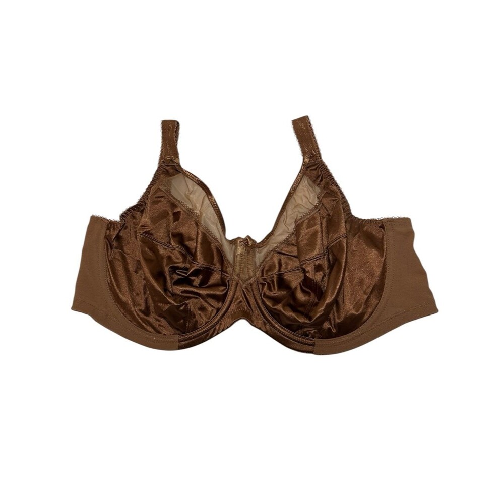 Goddess Brown Satin Full-Coverage Unlined Underwire Bra 34G 34DDDD
